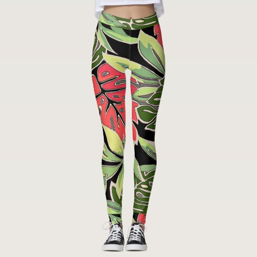 Leggings Résumé Formes Style de verre de tôle, (Devant)