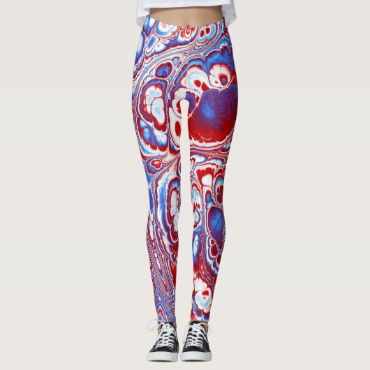 Leggings Résumé Marbré Fleuron Patriotique (Devant)