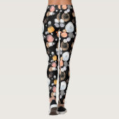 Leggings Résumé moderne Joli Motif rose Doodle noir (Dos)
