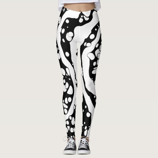 Leggings Résumé noir et blanc (Devant)