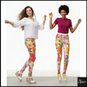 Leggings Retro 70s Floral Groovy Daisy Backdrop