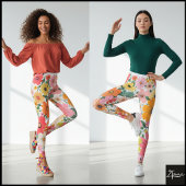 Leggings Retro 70s Floral Groovy Daisy Backdrop