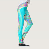 Leggings Retro Aqua Blue Liquid Art sur les Hydrangeas Abst (Droite)