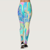 Leggings Retro Aqua Blue Liquid Art sur les Hydrangeas Abst (Dos)