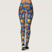 Leggings Retro Beat Patternx4 Blue BG (Dos)