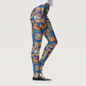 Leggings Retro Beat Patternx4 Blue BG (Droite)