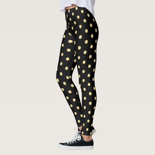Leggings Retro Black Gold Pois Motif Chic mode (Gauche)