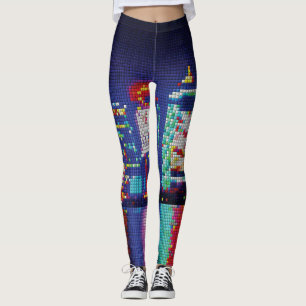 Leggings Rétro Blocs Colorés en Art Pixel 3D