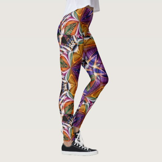 Leggings Retro Boho Bohemian Hippie Trippy Rosette Mandala (Droite)