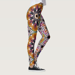 Leggings Retro Boho Bohemian Hippie Trippy Rosette Mandala