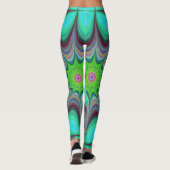 Leggings Retro Boho Hippie Green Clover Psychedelic Mandala (Dos)