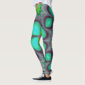 Leggings Retro Boho Hippie Green Clover Psychedelic Mandala (Gauche)