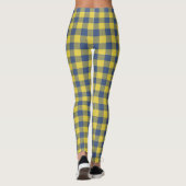 Leggings Retro Buffalo Plaid Tartan Motif jaune bleu (Dos)