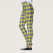 Leggings Retro Buffalo Plaid Tartan Motif jaune bleu (Gauche)
