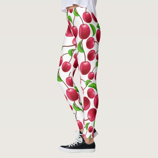 Leggings Retro Cerises Cerise Imprimer Leggations Pantalons (Gauche)