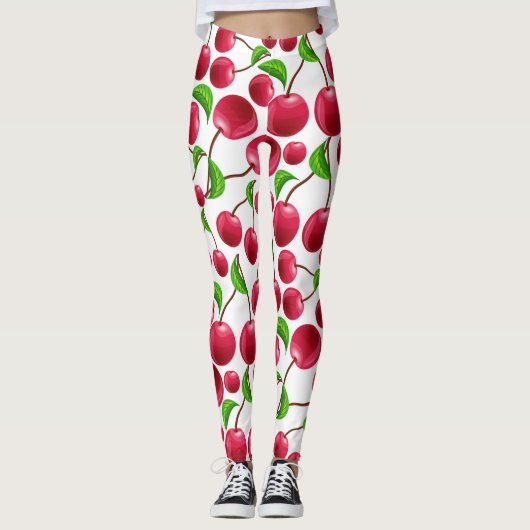 Leggings Retro Cerises Cerise Imprimer Leggations Pantalons (Devant)