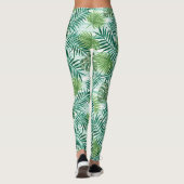 Leggings Retro Chic Tropical Green Palm Feuille Motif (Dos)