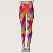 Leggings Retro Colorful Checkered Geometric Pattern  (Devant)