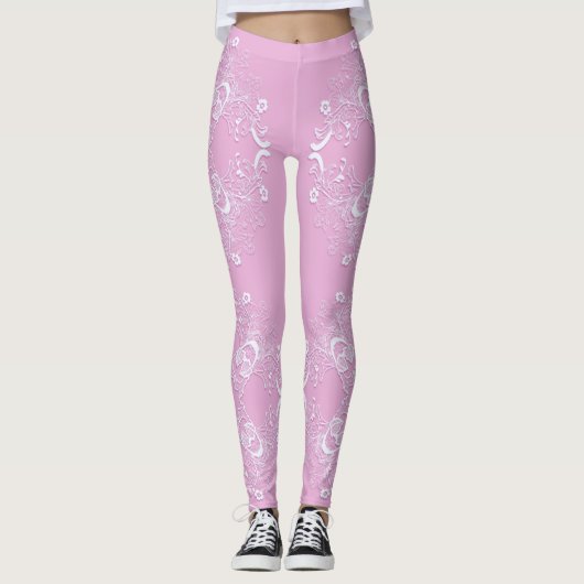 Leggings Rétro conception rose florale de dentelle (Devant)