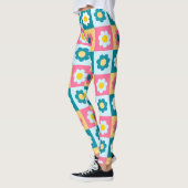 Leggings Retro Cute colorful Pastel Flowers Pattern (Gauche)