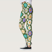 Leggings Retro Daisy Motif Simple.01. B. Vert (Gauche)