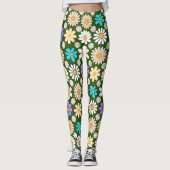 Leggings Retro Daisy Motif Simple.01. B. Vert (Devant)