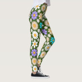 Leggings Retro Daisy Motif Simple.01. B. Vert (Droite)