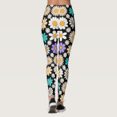 Leggings Retro Daisy Motif Simple.01. BG noir (Dos)