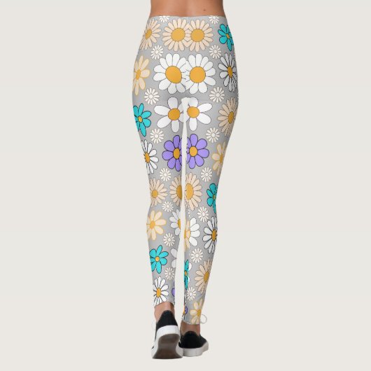 Leggings Retro Daisy Motif Simple.01. L Gray BG (Dos)