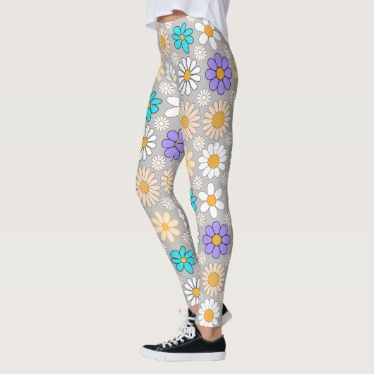 Leggings Retro Daisy Motif Simple.01. L Gray BG (Gauche)