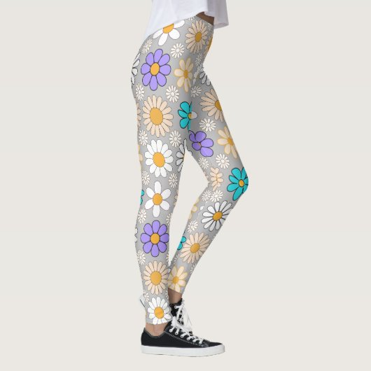 Leggings Retro Daisy Motif Simple.01. L Gray BG (Droite)
