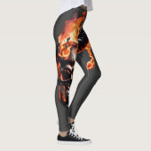 Leggings Retro Dead Burning Crâne avec corne en feu (Droite)