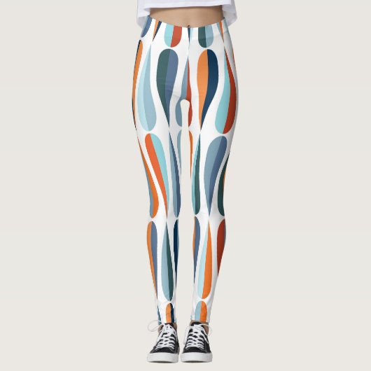 Leggings Rétro du milieu du siècle, goutte forme motif. (Devant)