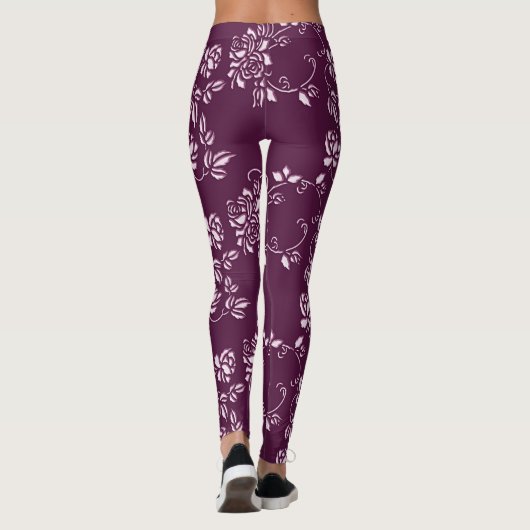 Leggings Rétro élément pourpre floral (Dos)
