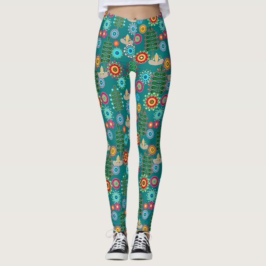 Leggings Rétro, Flower Patch (Devant)