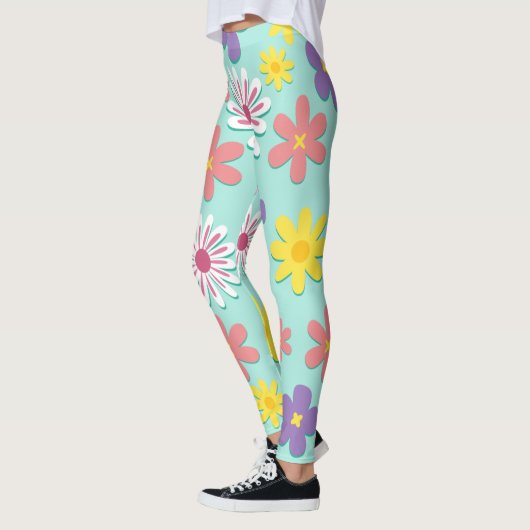 Leggings Retro Flower Power Pastels (Gauche)