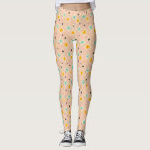 Leggings Retro geometric pattern with teal, orange, black (Devant)