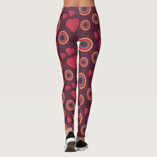 Leggings Retro Hearts and Circles Pattern (Dos)