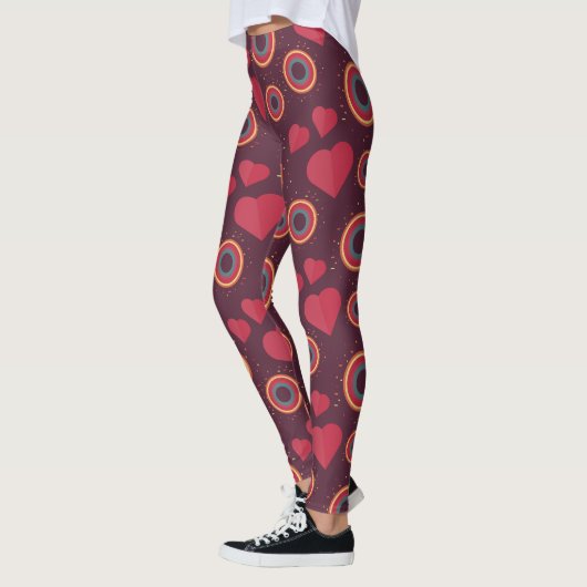 Leggings Retro Hearts and Circles Pattern (Gauche)