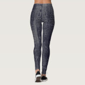 Leggings Retro Indigo Grey Texture artistique (Dos)