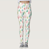 Leggings Retro Joyeux arbres de Noël Fun Motif de vacances (Devant)