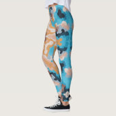 Leggings Rétro Mandala Bleu et orange (Gauche)