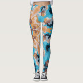 Leggings Rétro Mandala Bleu et orange (Devant)