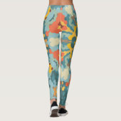 Leggings Rétro Mandala bleu orange et jaune (Dos)