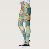 Leggings Rétro Mandala bleu orange et jaune (Gauche)