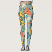 Leggings Rétro Mandala bleu orange et jaune (Devant)