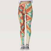 Leggings Rétro Mandala bleu rouge et jaune (Devant)