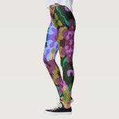 Leggings Rétro Mandala bleu violet et jaune (Gauche)