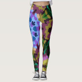 Leggings Rétro Mandala bleu violet et jaune (Devant)