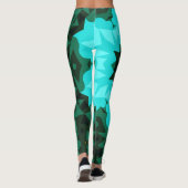 Leggings Retro Mandala Flower bleu et vert (Dos)